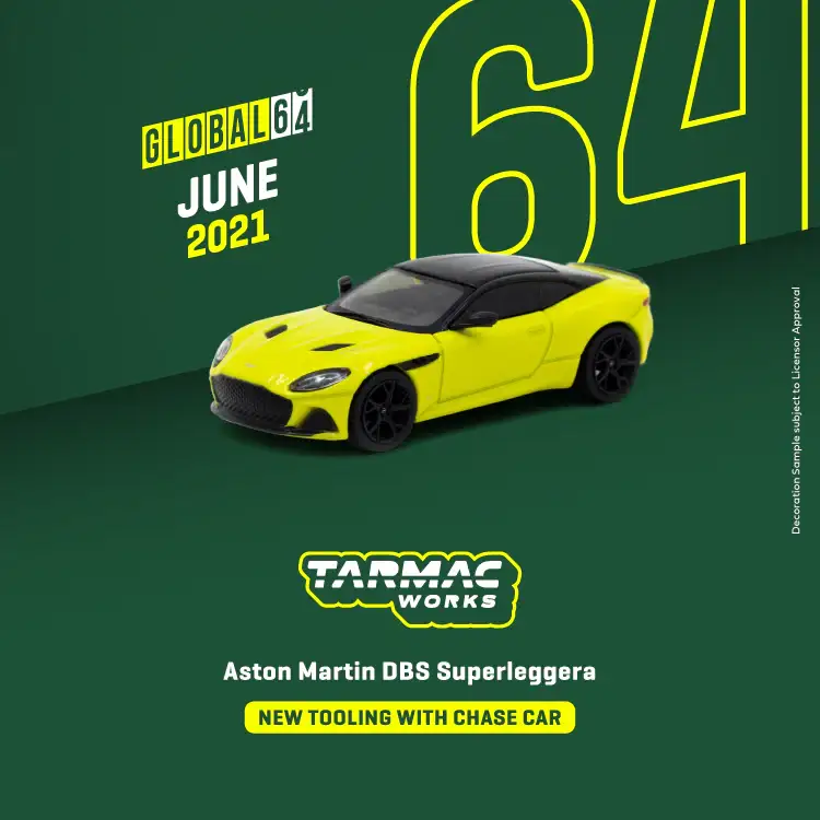 Tarmac Works 1/64 Scale Aston Martin DBS SuperleggeraYellow Metallic - Image 4